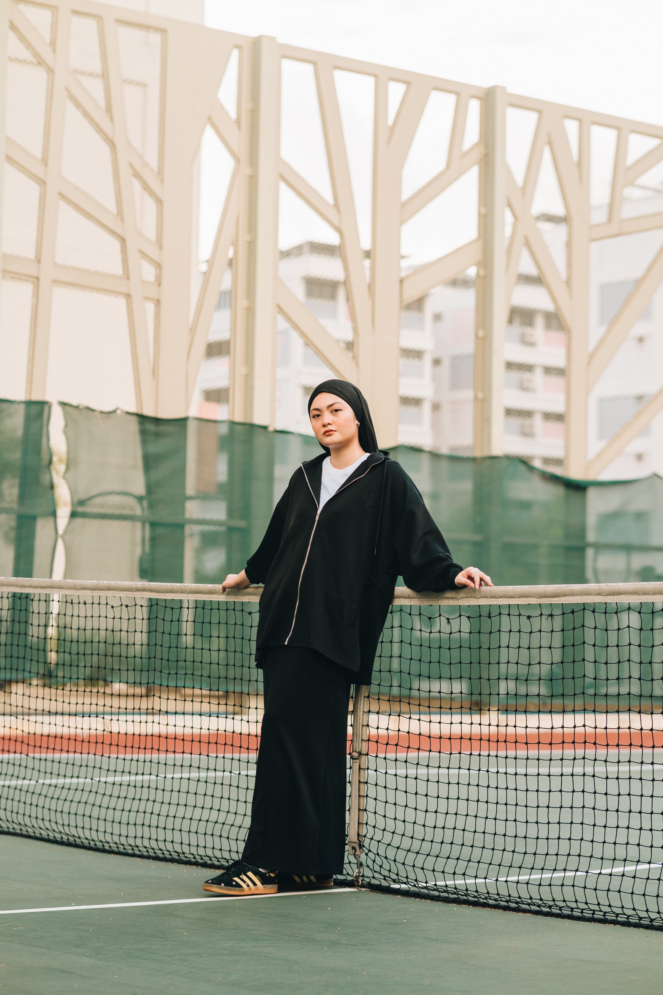 Habibti Modal Zip-Up Hoodie in Black