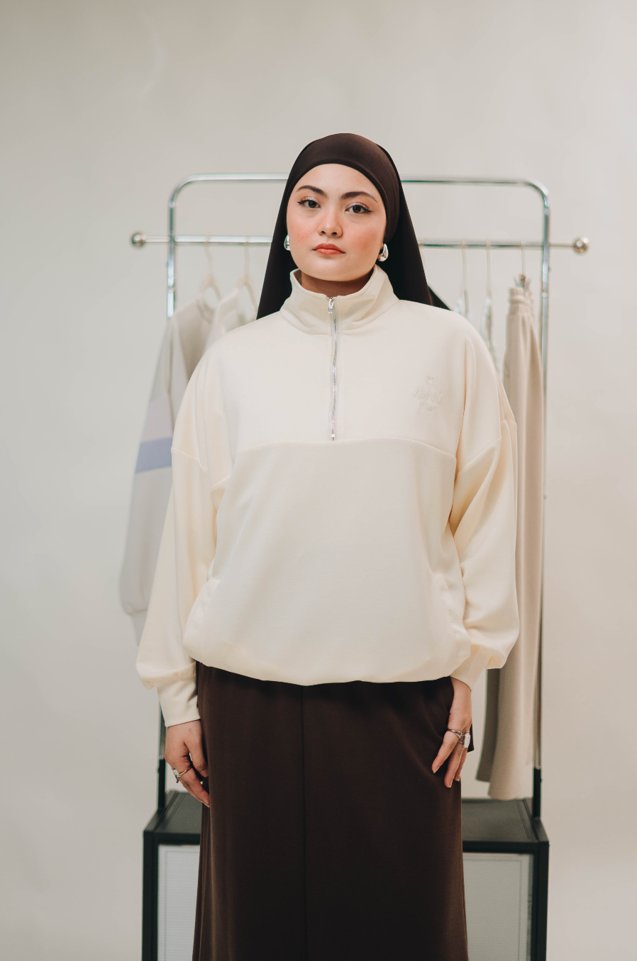 Habibti Quarter Zip Jacket in Grey