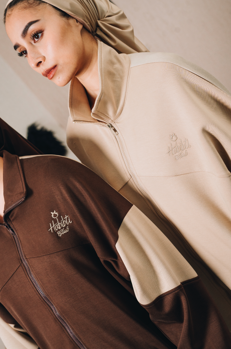Habibti Modal Dual Tone Jacket in Brown : Calico & Friends Edition