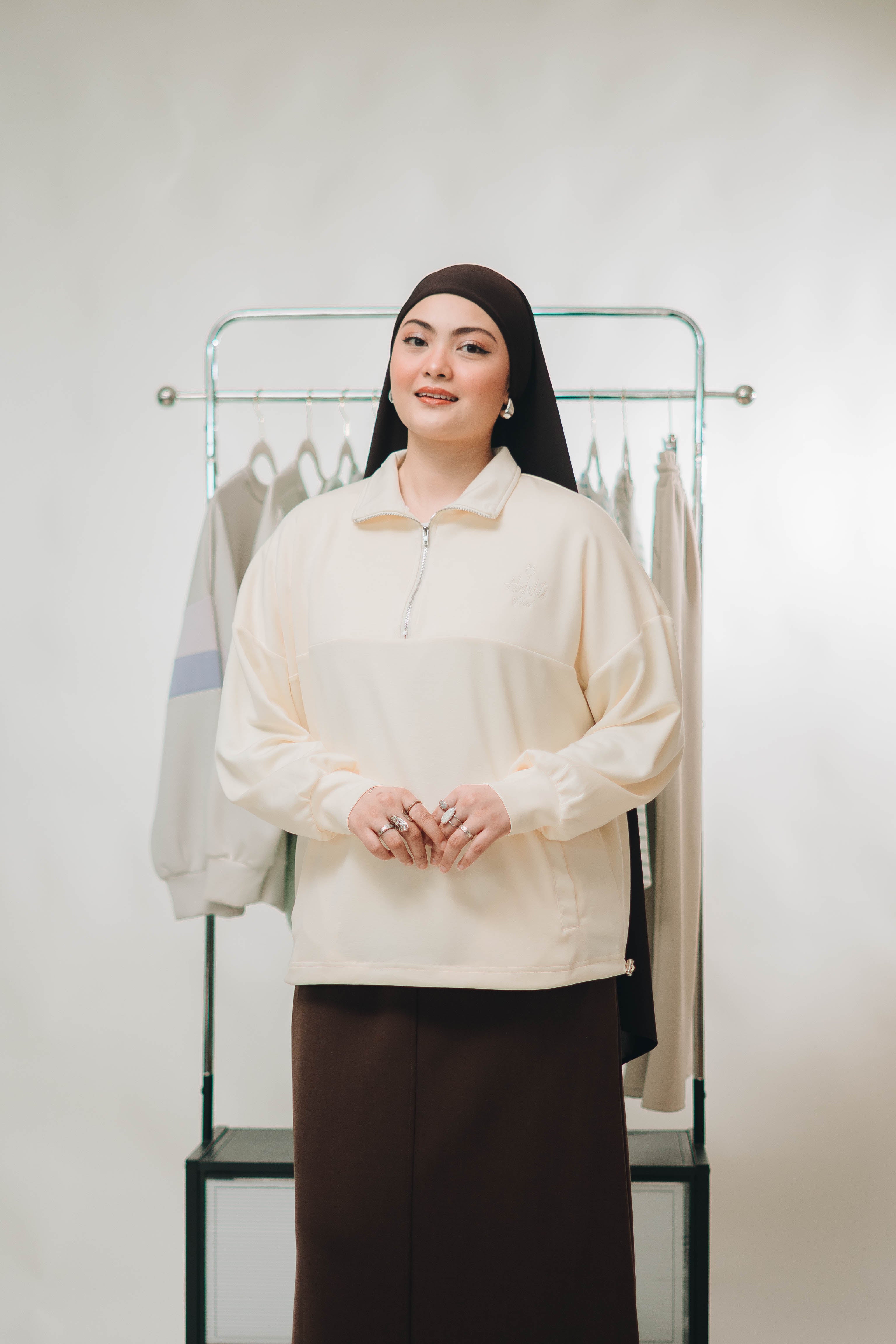 Habibti Quarter Zip Jacket in Grey