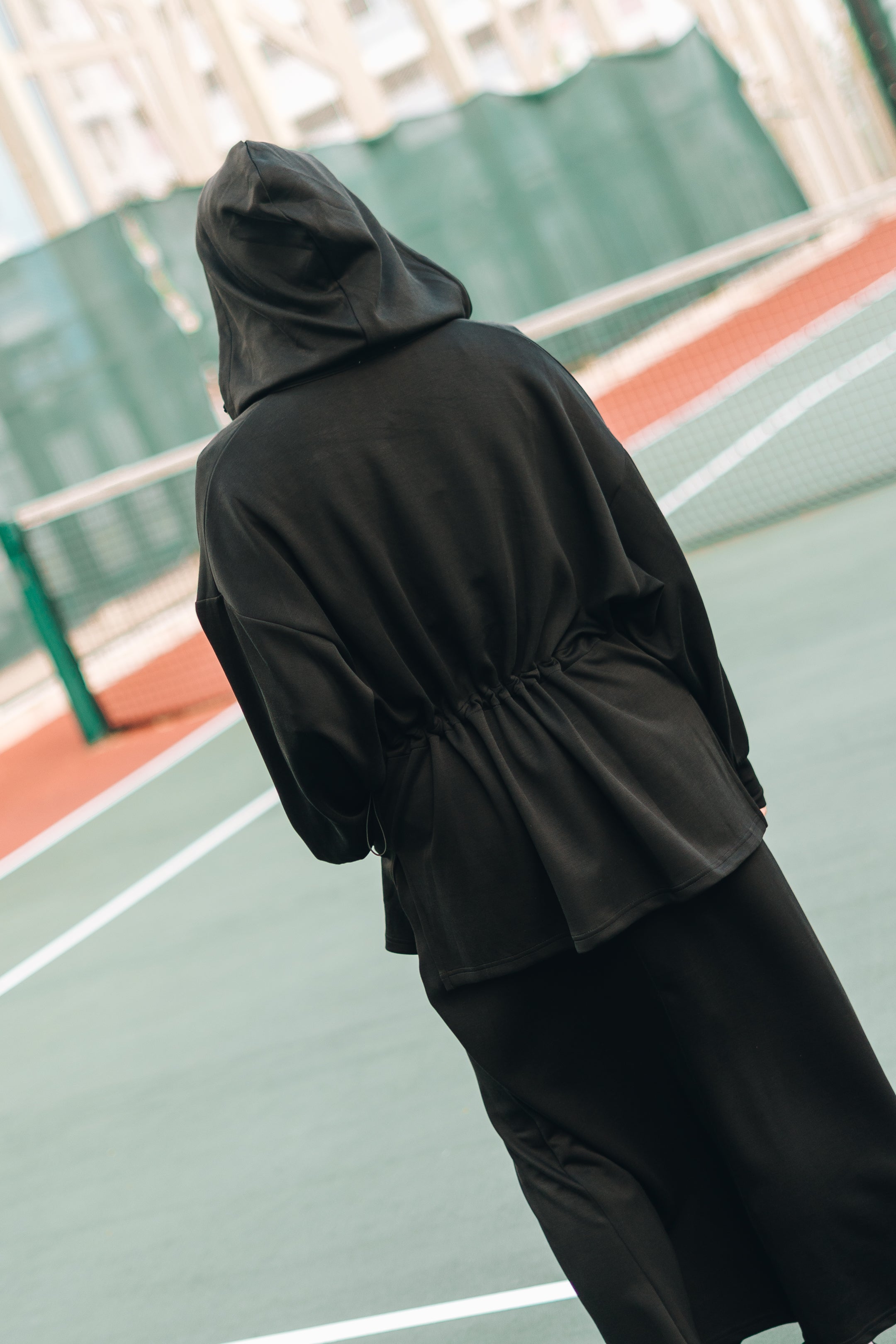 Habibti Modal Zip-Up Hoodie in Black