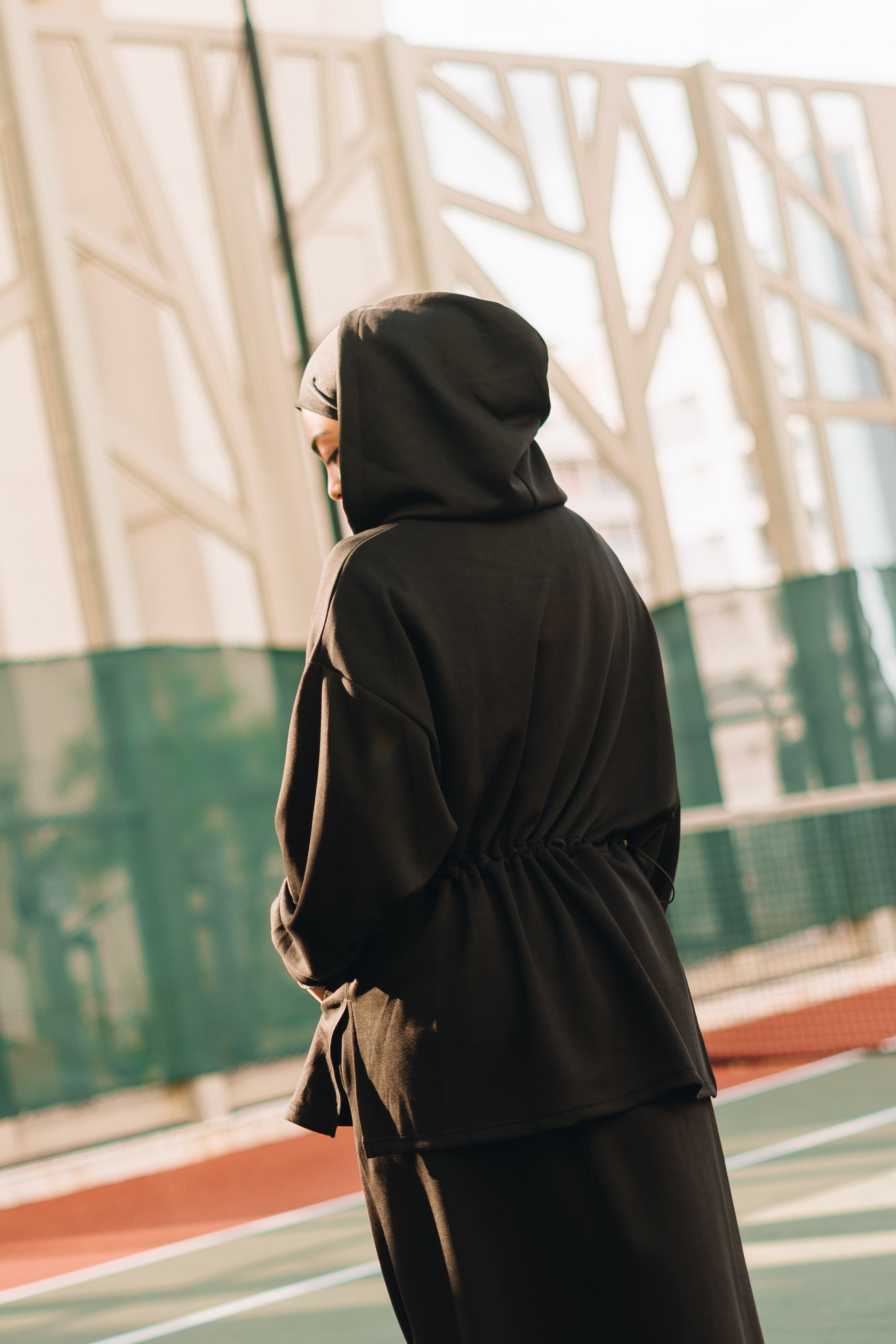 Habibti Modal Zip-Up Hoodie in Black