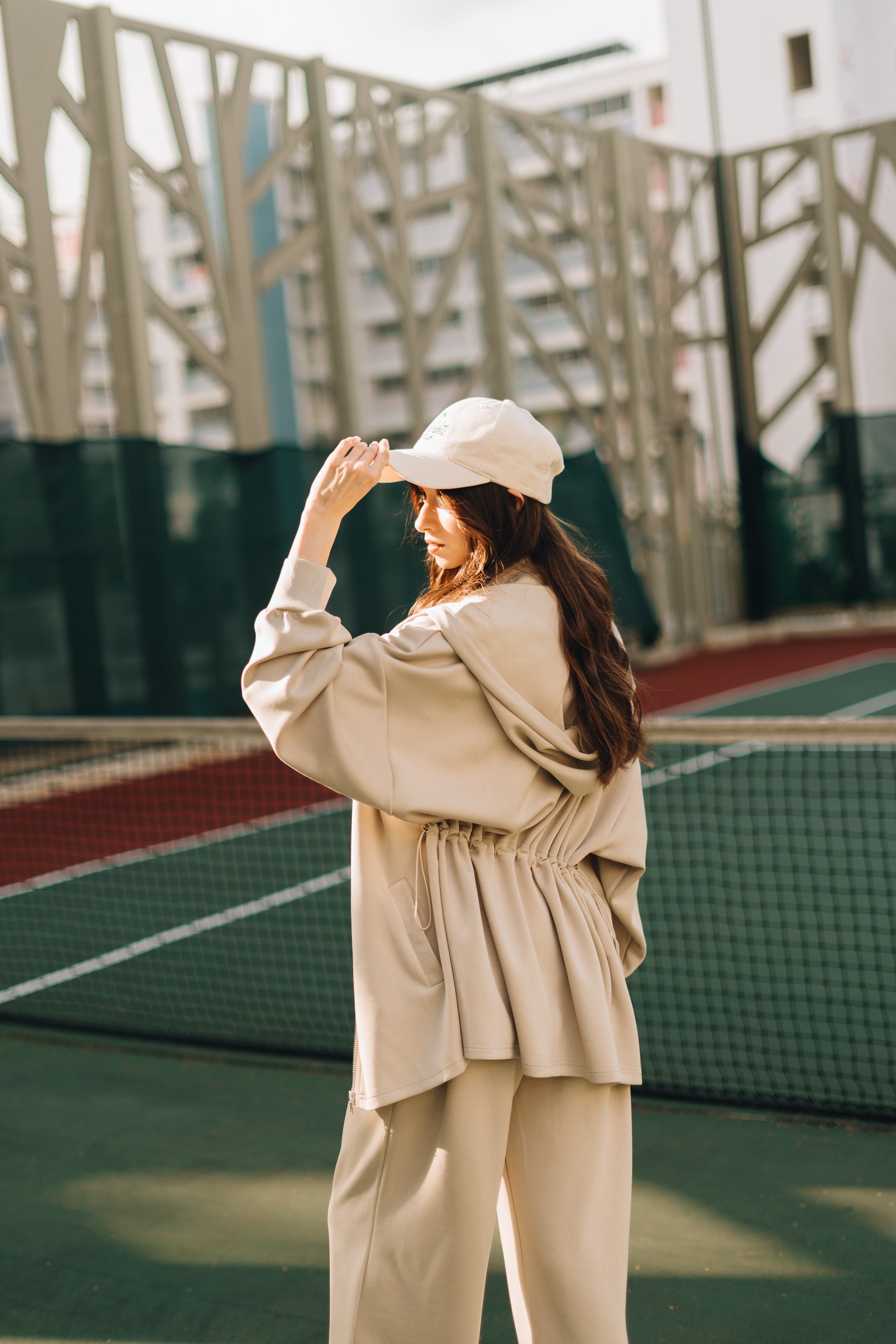Habibti Modal Zip-Up Hoodie in Cream