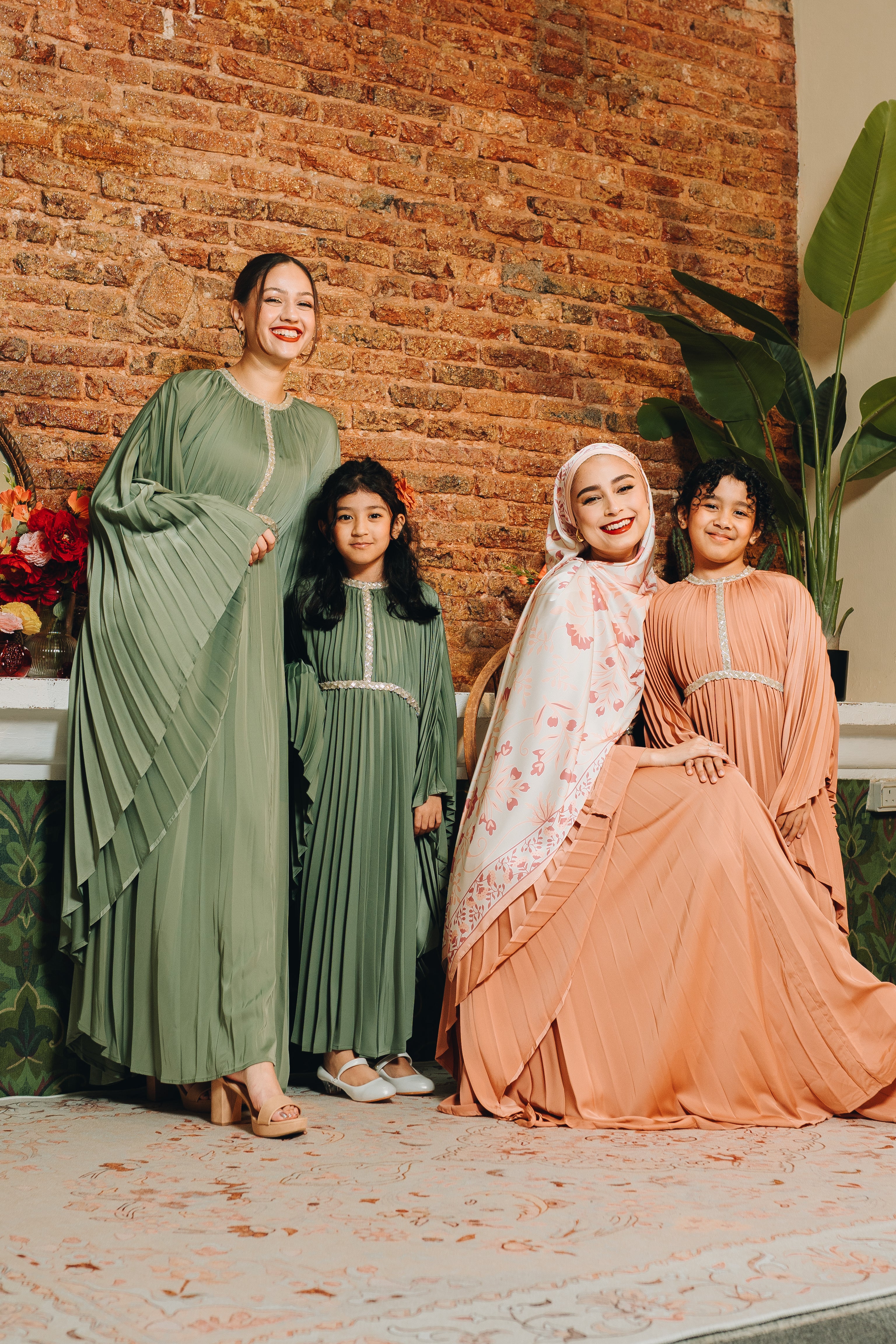 Valencia Pleated Kaftan in Terracotta